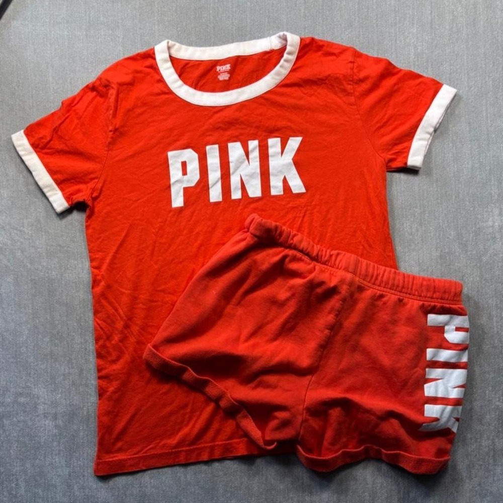 pink summer 2 piece set orange women's